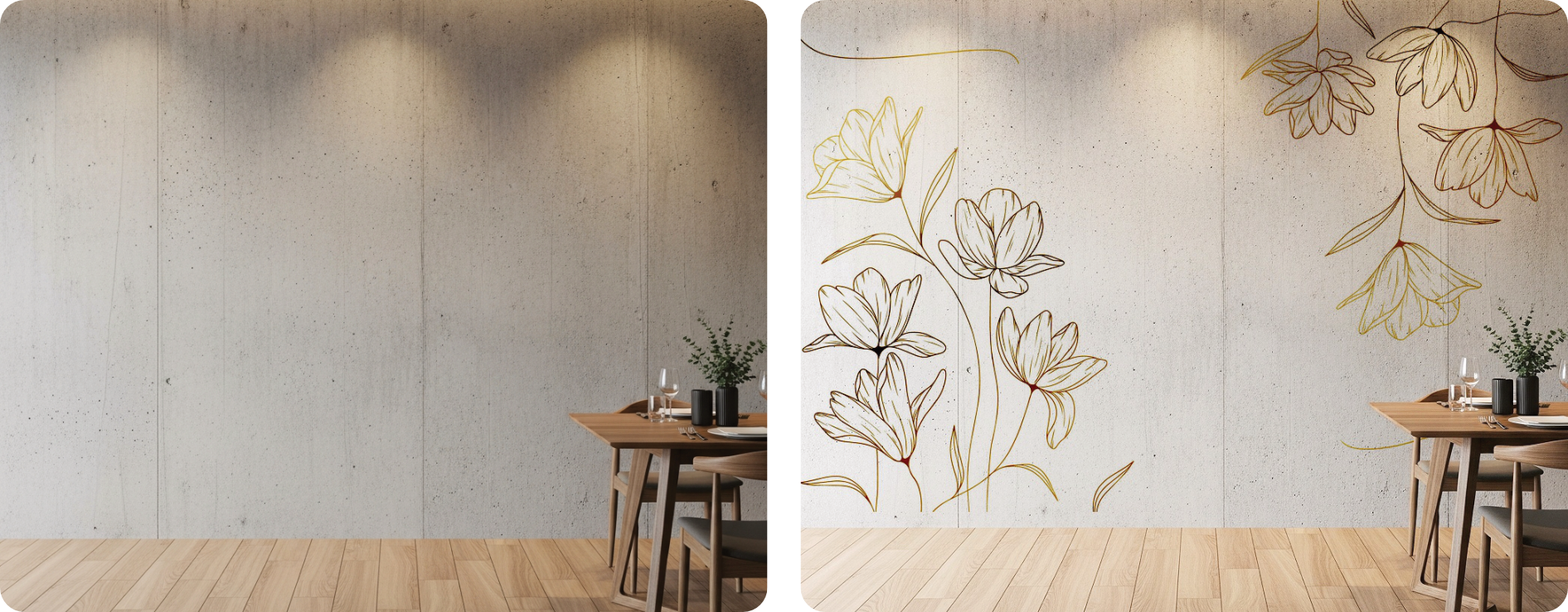 Minimalist Floral Restaurant Wall